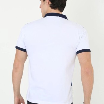 Erkek Polo Yaka Tişört Slim Fit Baskılı Kısa Kol T-Shirt - Beyaz
